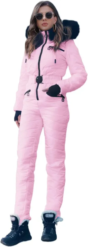 Yousify Womens Onesie Ski Suit Winter Outdoor Sports Waterproof Snowsuit Jumpsuits Jacket
