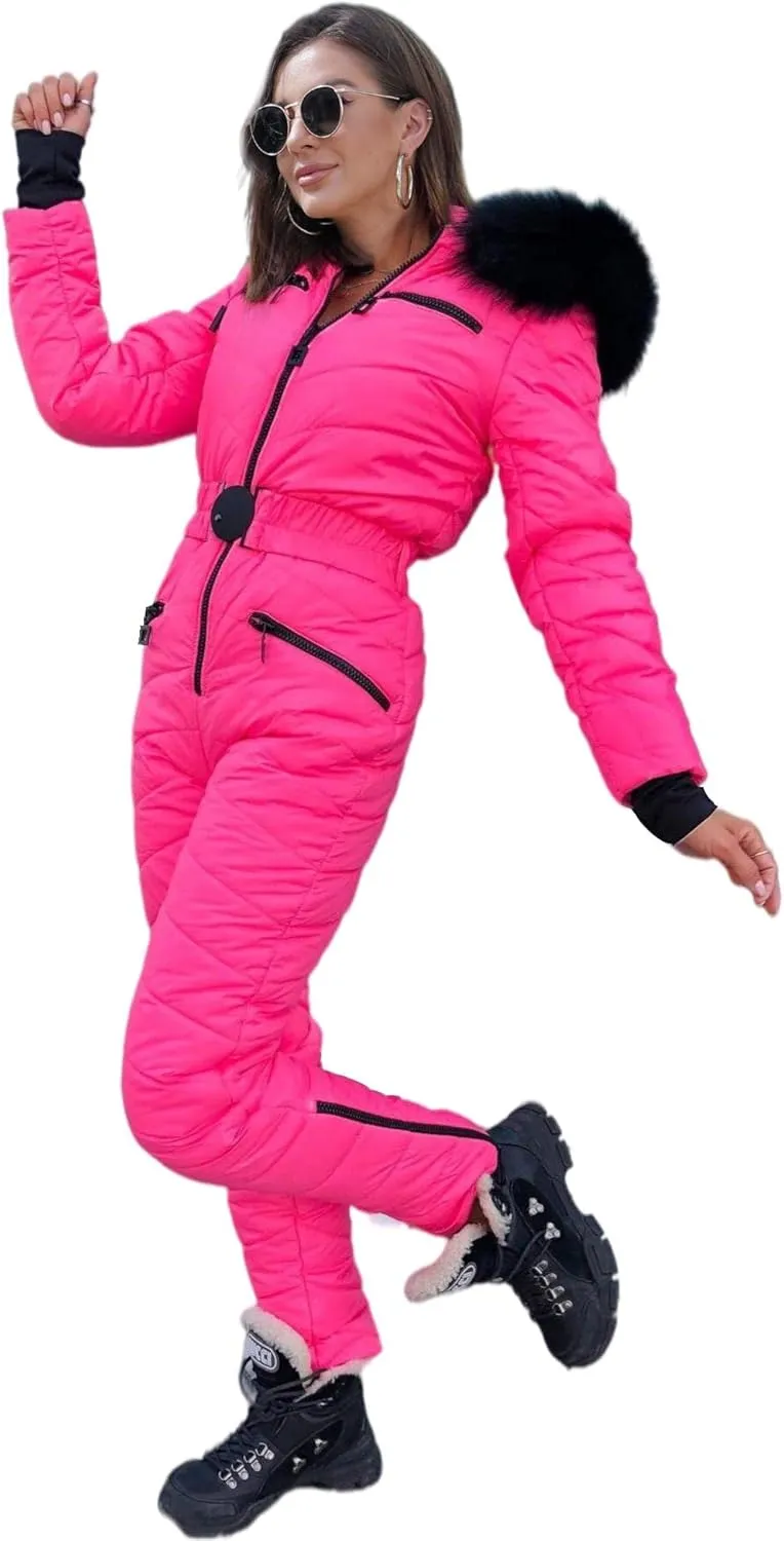 Yousify Womens Onesie Ski Suit Winter Outdoor Sports Waterproof Snowsuit Jumpsuits Jacket