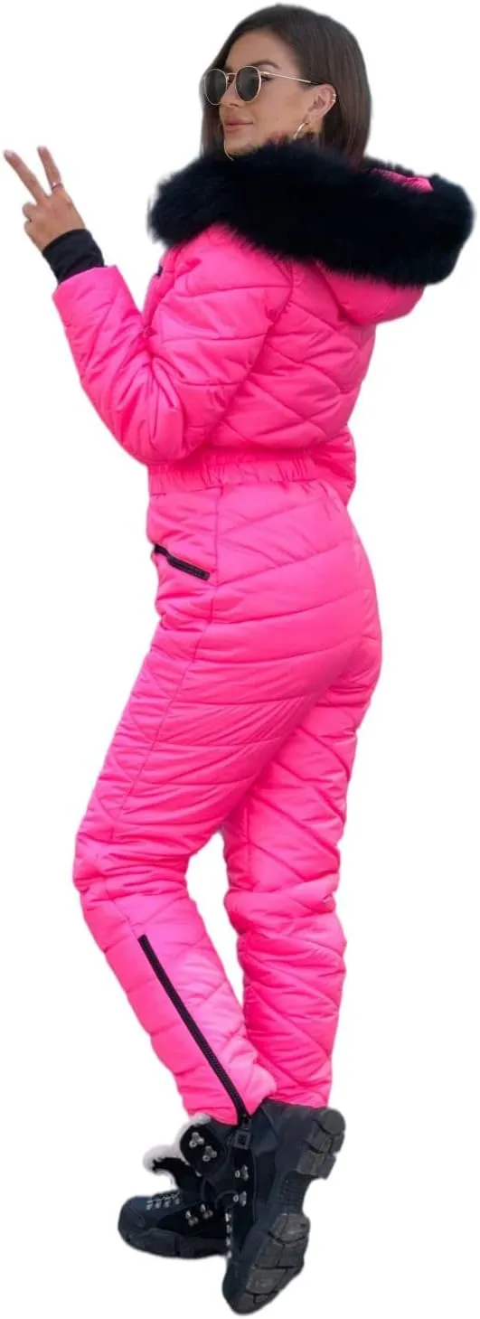 Yousify Womens Onesie Ski Suit Winter Outdoor Sports Waterproof Snowsuit Jumpsuits Jacket