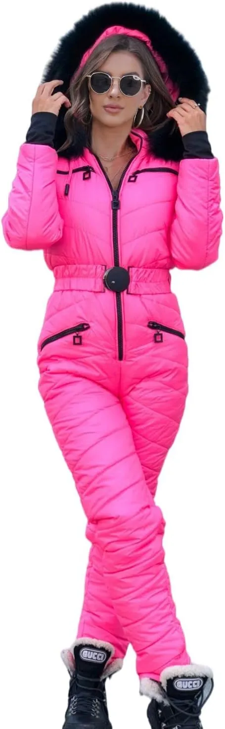 Yousify Womens Onesie Ski Suit Winter Outdoor Sports Waterproof Snowsuit Jumpsuits Jacket