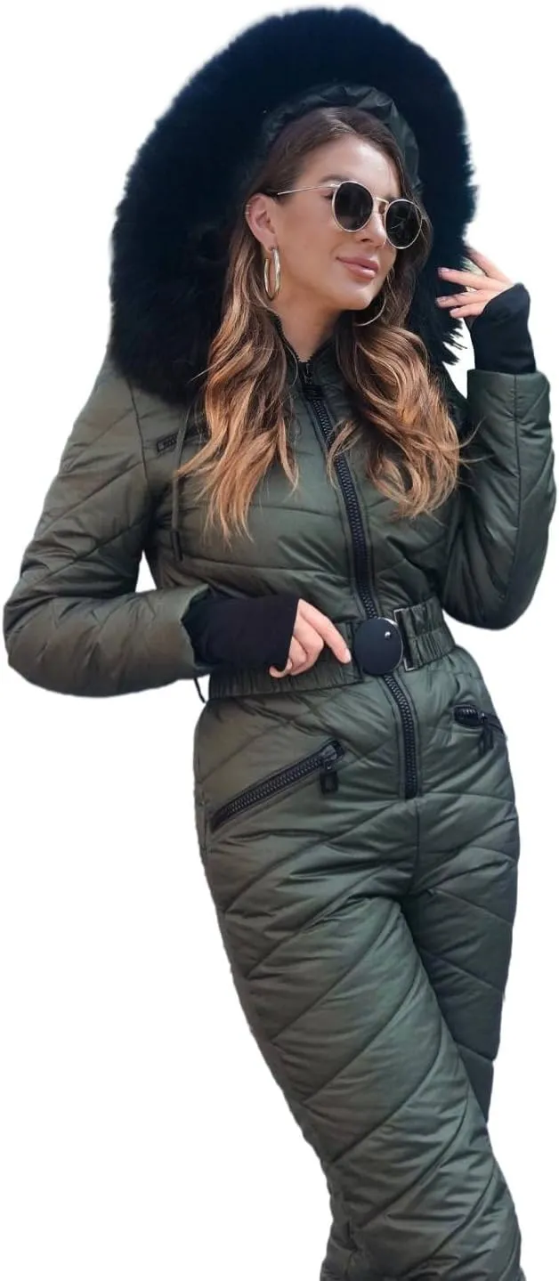 Yousify Womens Onesie Ski Suit Winter Outdoor Sports Waterproof Snowsuit Jumpsuits Jacket