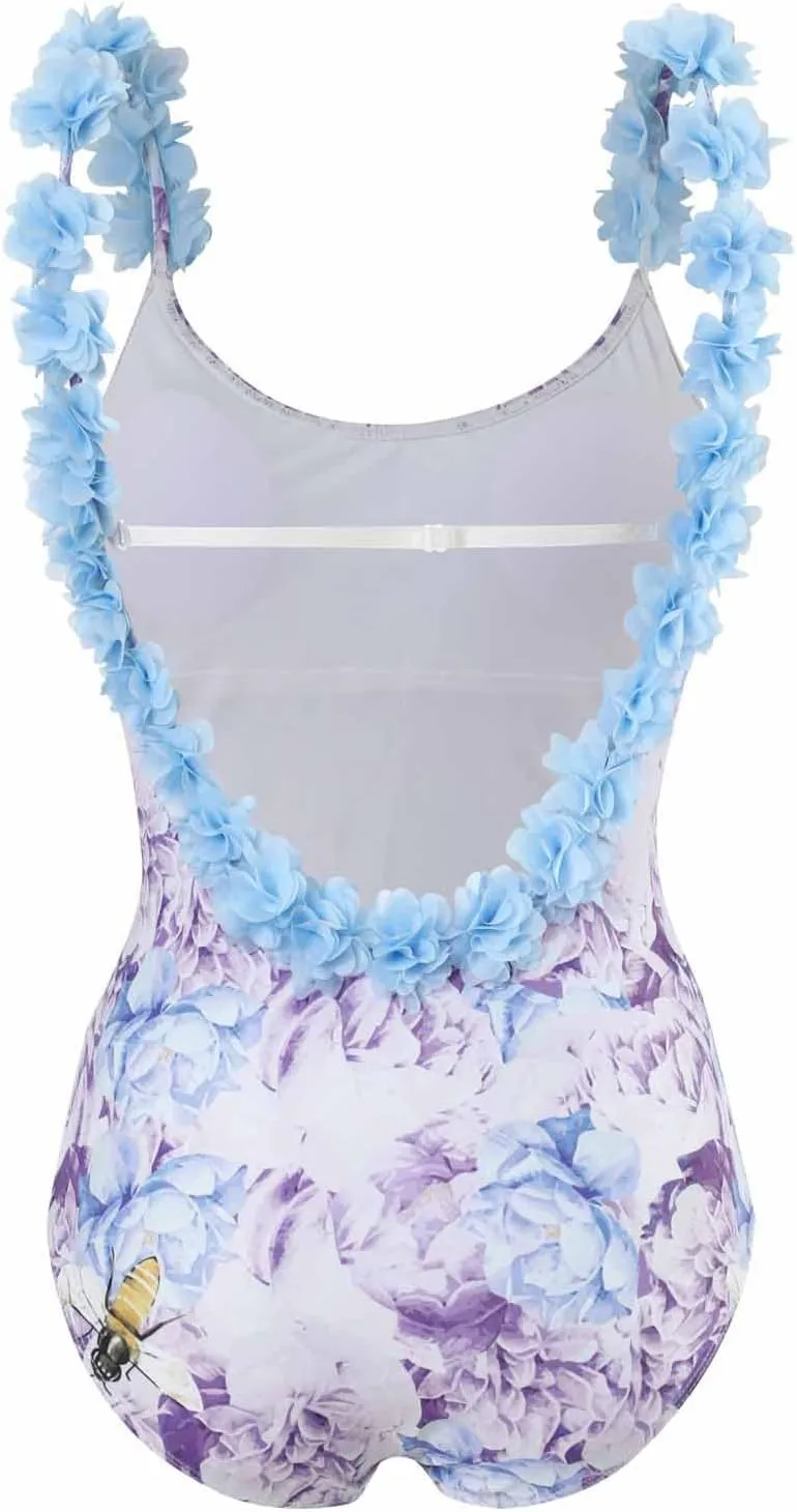 ZDRZK Sexy One Piece Swimsuit for Women with Matching Cover Ups Sarong Retro Floral Print Bikini Set Two Piece Bathing Suit