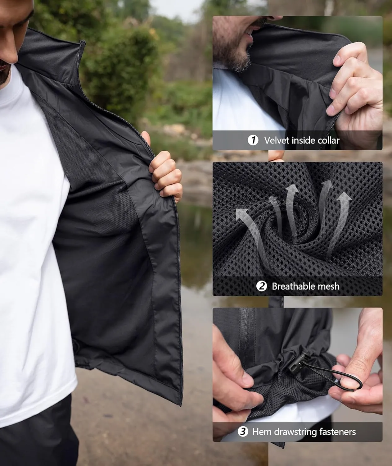 ZITY Rain Suit for Men Women Unisex Waterproof Golf Rain Gear Lightweight Breathable Mesh Waterpoof Zipper Pockets