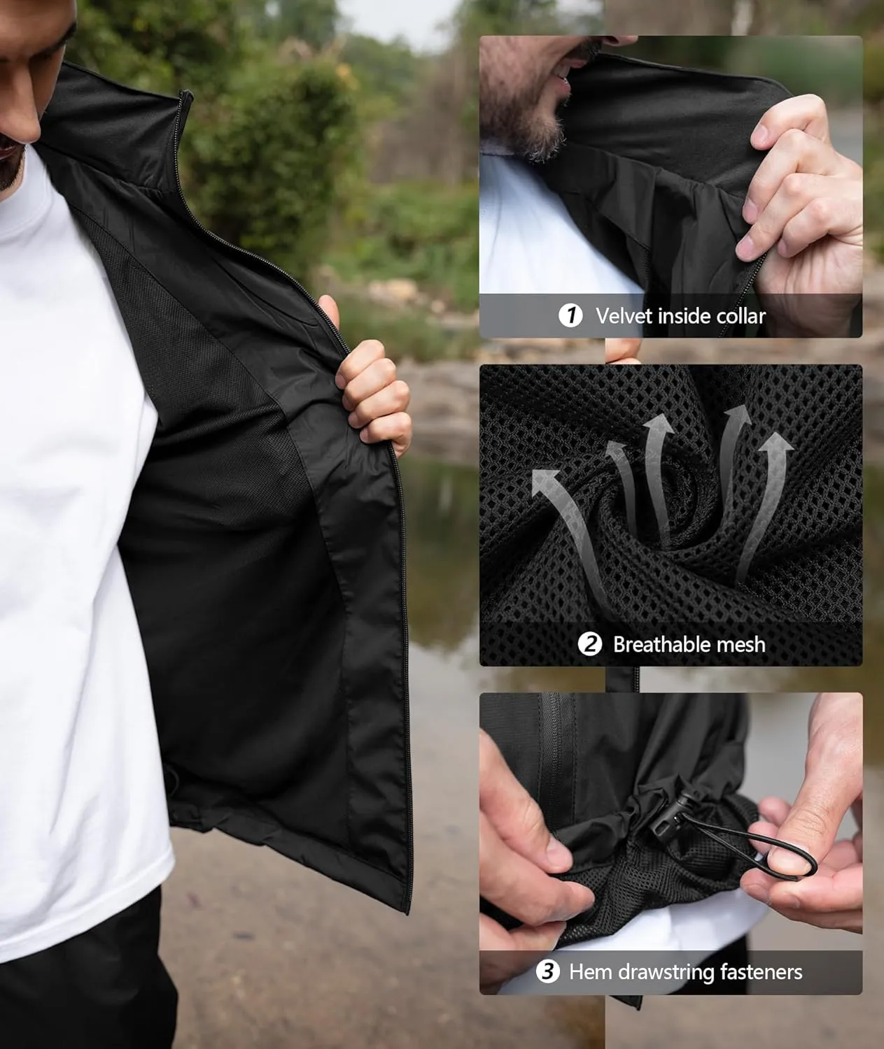 ZITY Rain Suit for Men Women Unisex Waterproof Golf Rain Gear Lightweight Breathable Mesh Waterpoof Zipper Pockets