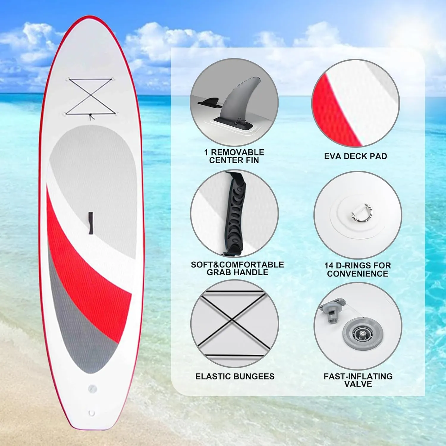 ZONEMEL Inflatable Stand up Paddle Board, 10' Paddleboard SUP with All Accessories, Wide Stance, Non-Slip Deck Standing Boat for Youth & Adult